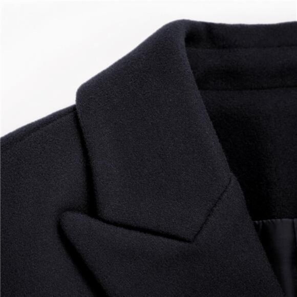 Womens Double Breasted Trench Coats Navy Blue - Picture 5 of 5